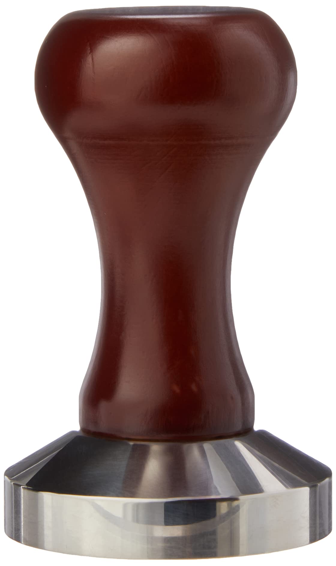 Café Olé Stainless Steel Tamper Grounds in Portafilter, Barista Equipment for Coffee Shop, S/S with Wooden Handle, 57mm Dia, Silver