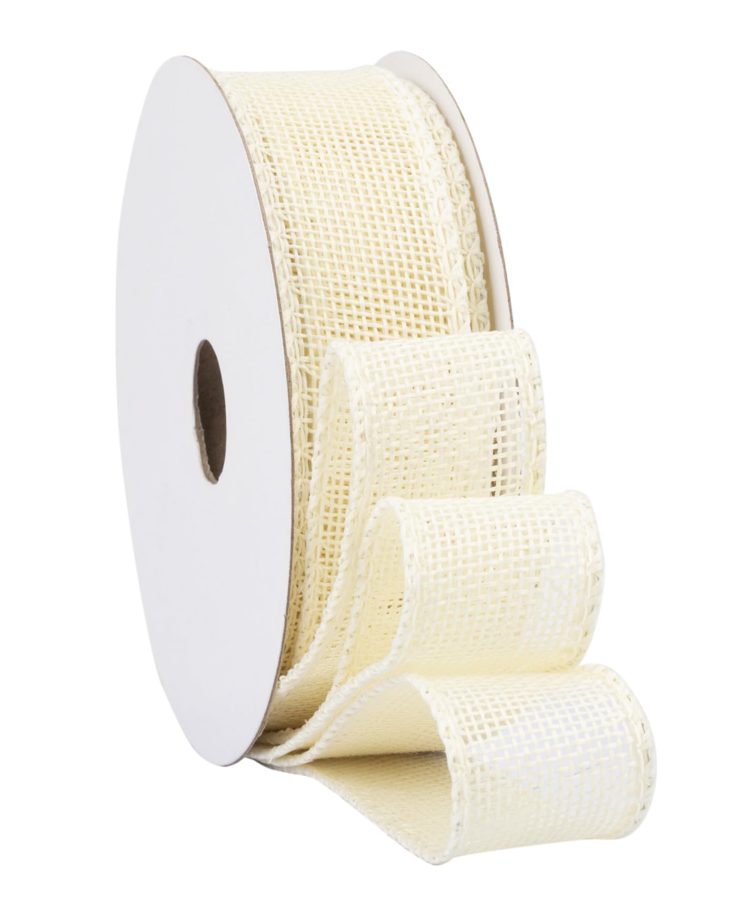 Fondersy 9-Meter Ivory Burlap Ribbon Wired Burlap Ribbon - 25mm Width for Gift Wrapping, Floral Arrangements, Wreath Making, and Christmas Decor