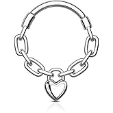 Agrewd Love Chain Septum Rings 16G Heart Septum Jewelry Dainty Helix Daith Earrings for women 316L Stainless steel Daith Piercing Jewelry