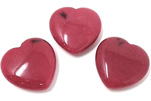 Innovative Surface Art Set of 3 Stone Hearts - 35 mm or 1 3/8 inches - Valentines - Love - May Not Be Perfectly Smooth - May Be Some Divots - Decorations - Gifts - Pocket (Red New Jade)