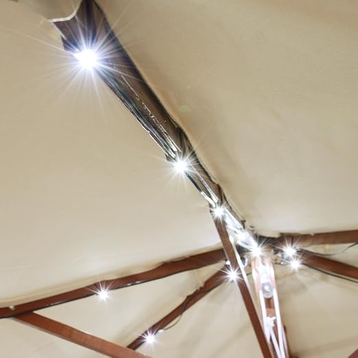 40 Led Cool White Solar Light Fit 8 Rib 8ft 9ft Aluminum Outdoor Patio Umbrella Garden Structures Shade Equipment Umbrella