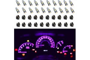 WLJH 74 Led Bulb Dash Lights Extremely Bright T5 2721 18 37 286 Wedge PC74 Twist Socket Automotive Instrument Panel Gauge Light Kits Dashboard Cluster Shift Bulbs Purple Pack of 20