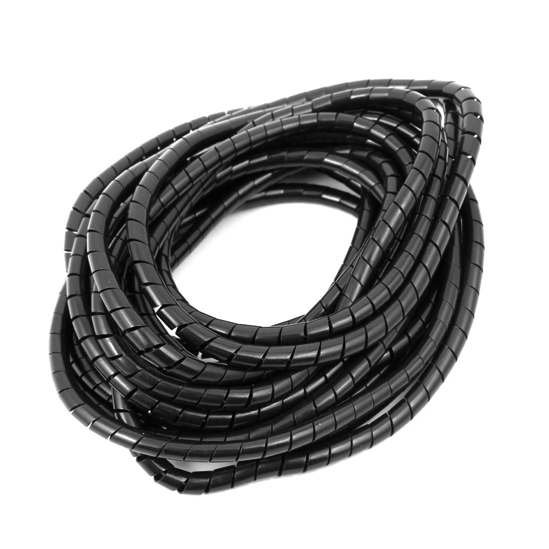 sourcingmap 5mm Flexible Spiral Tube Cable Wire Wrap Computer Manage Cord Black 5 Meter