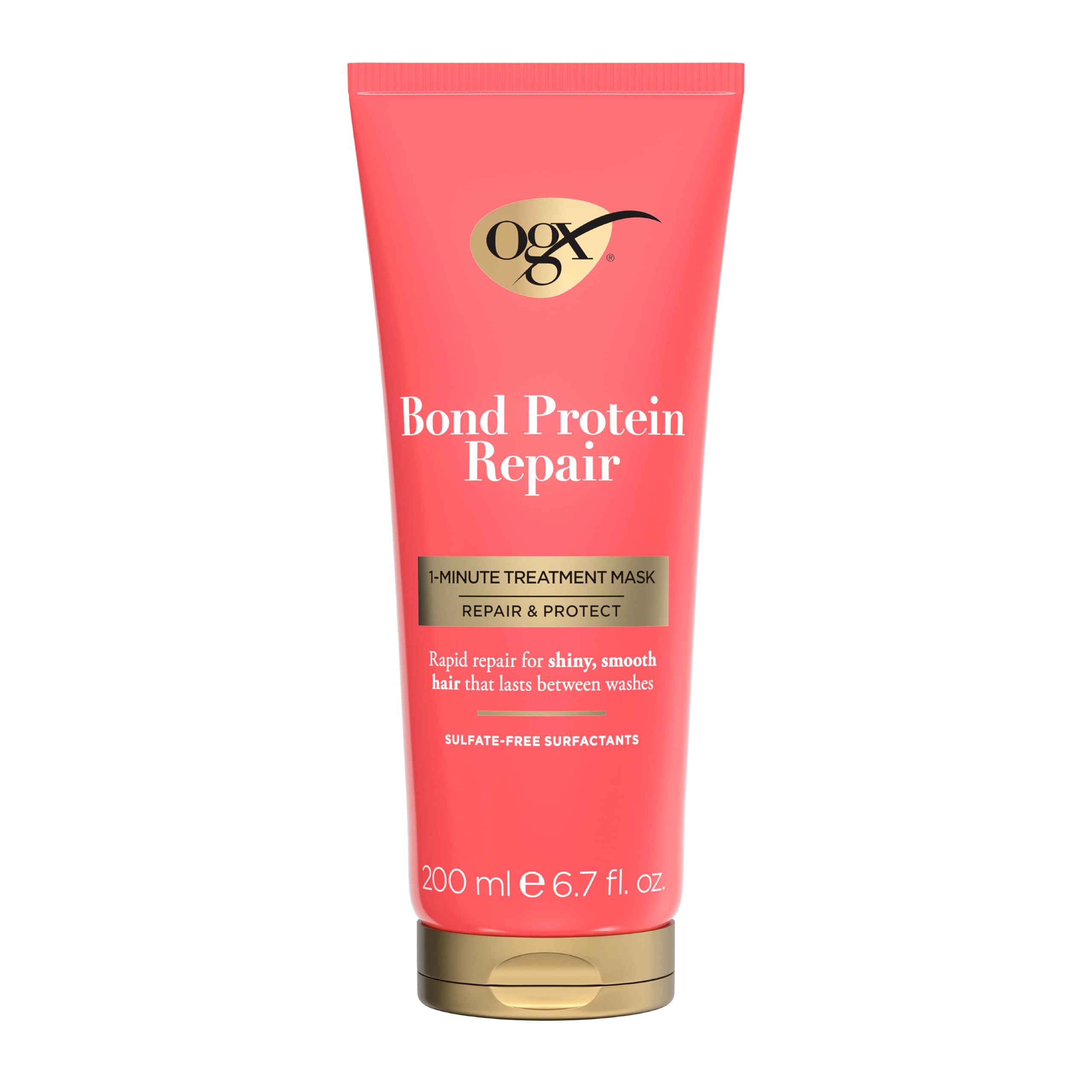OGX Bond Protein Repair 1 Minute Treatment Mask, Repair & Protect, Rapid Repair for Shiny & Smooth Hair Between Washes, Sulfate Free, 200ml