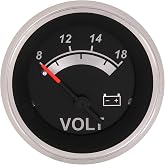 Sierra International 67019P Black Sterling, 12V System Voltmeter, 2"