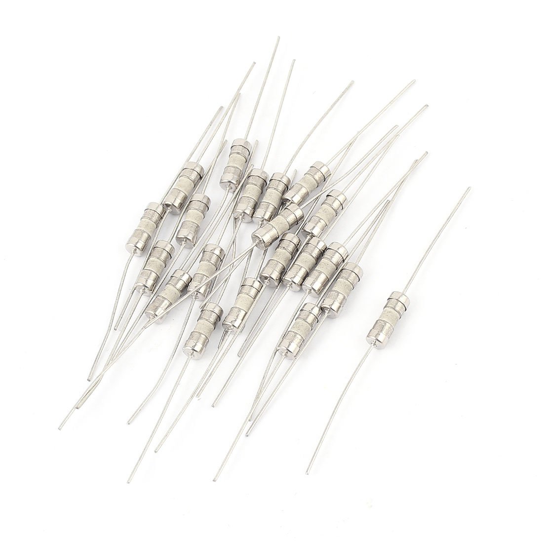 Sourcingmap 20pcs AC 250V 5A 4x11mm Slow-Blow Acting Axial Lead Ceramic Fuse