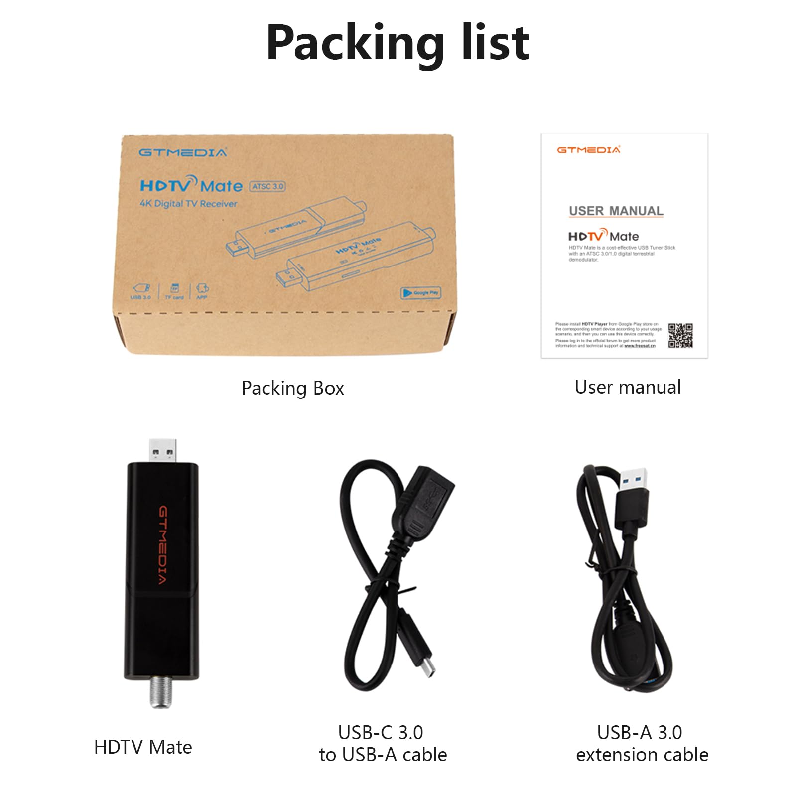 USB TV Tuners Next-Gen ATSC 3.0 / ATSC 1.0 Stick for Multiple-Android Phone Tablet Car Computer USB 3.0 Digital TV Tuners with DVR Recording Support HDTV Player Android App