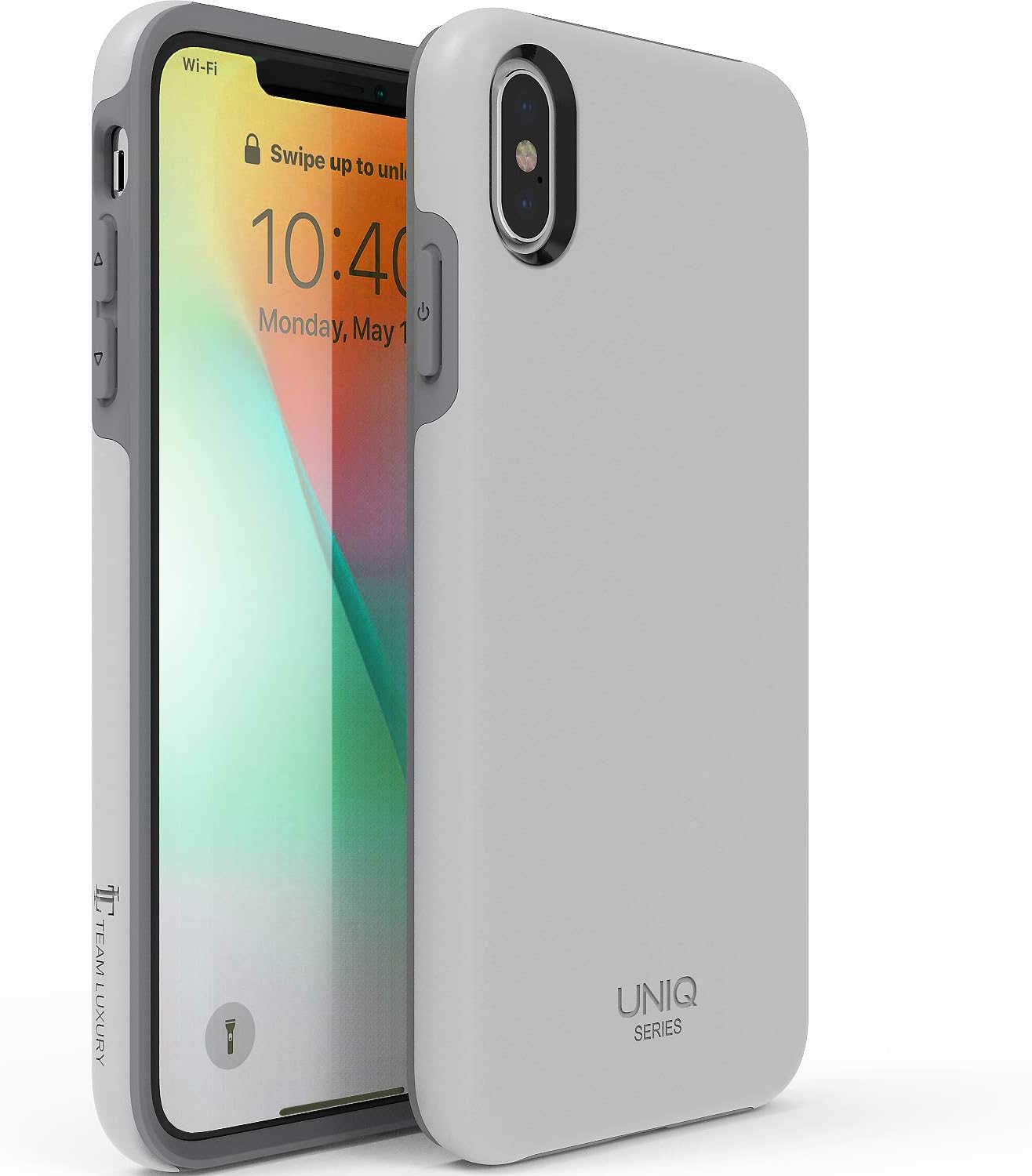 TEAM LUXURY [UNIQ Series] Case for iPhone Xs Max, Hybrid Slim Protective Cover Phone Case Apple 6.5 Inch 2018 Release (Light Gray)