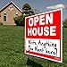 Large OPEN HOUSE Sign Kit with Tall Stands - Yard Sign Bundle for Real Estate - 3 Pack - (1) 24