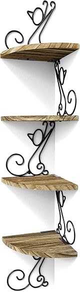 Alsonerbay 4-Tier Wall Corner Shelf Cat Shaped Black Carbonized