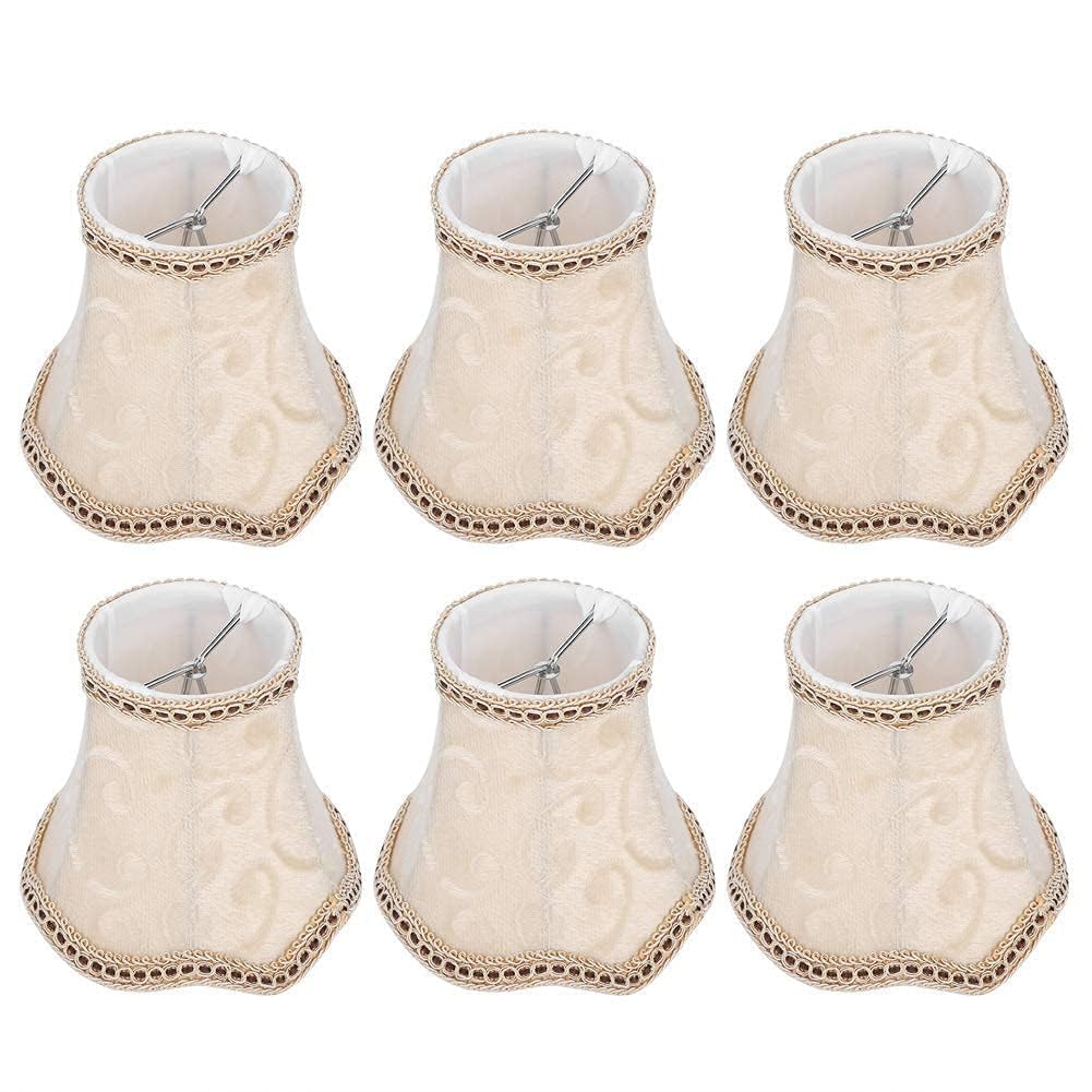 6Pcs Chandelier Small Lampshades for Wall Lights Clip on Candle Chandelier Set of 6 Fabric Lampshades Small Lamp Shades 3.1x5.1x4.7in