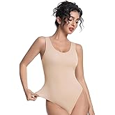Yuiseaik Sleeveless Bodysuit for Women Scoop Neck Backless Double Lined Thong Bodysuit Basic Tank Top going out S-XXL