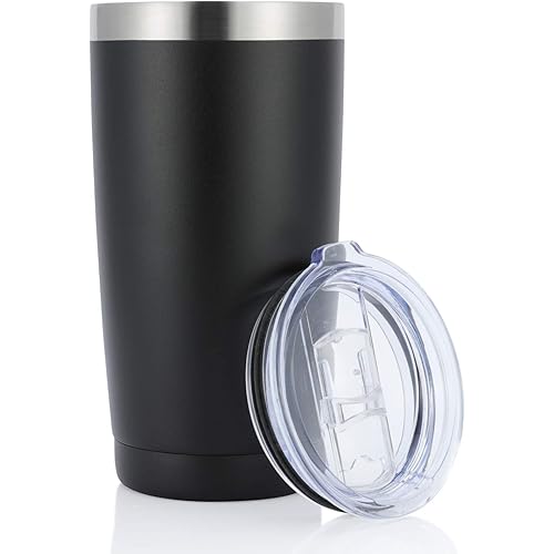 JEAREY 20oz Stainless Steel Tumbler with Lid Double Wall Vacuum Insulated Coffee Travel Mug (1 Pack, Black)