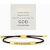 Nojess God Is In Control Inspirational Bracelets for Women Men Tube Motivational Bracelet Handmade Braided Bracelet Adjustable Stainless Steel Gifts Jewelry