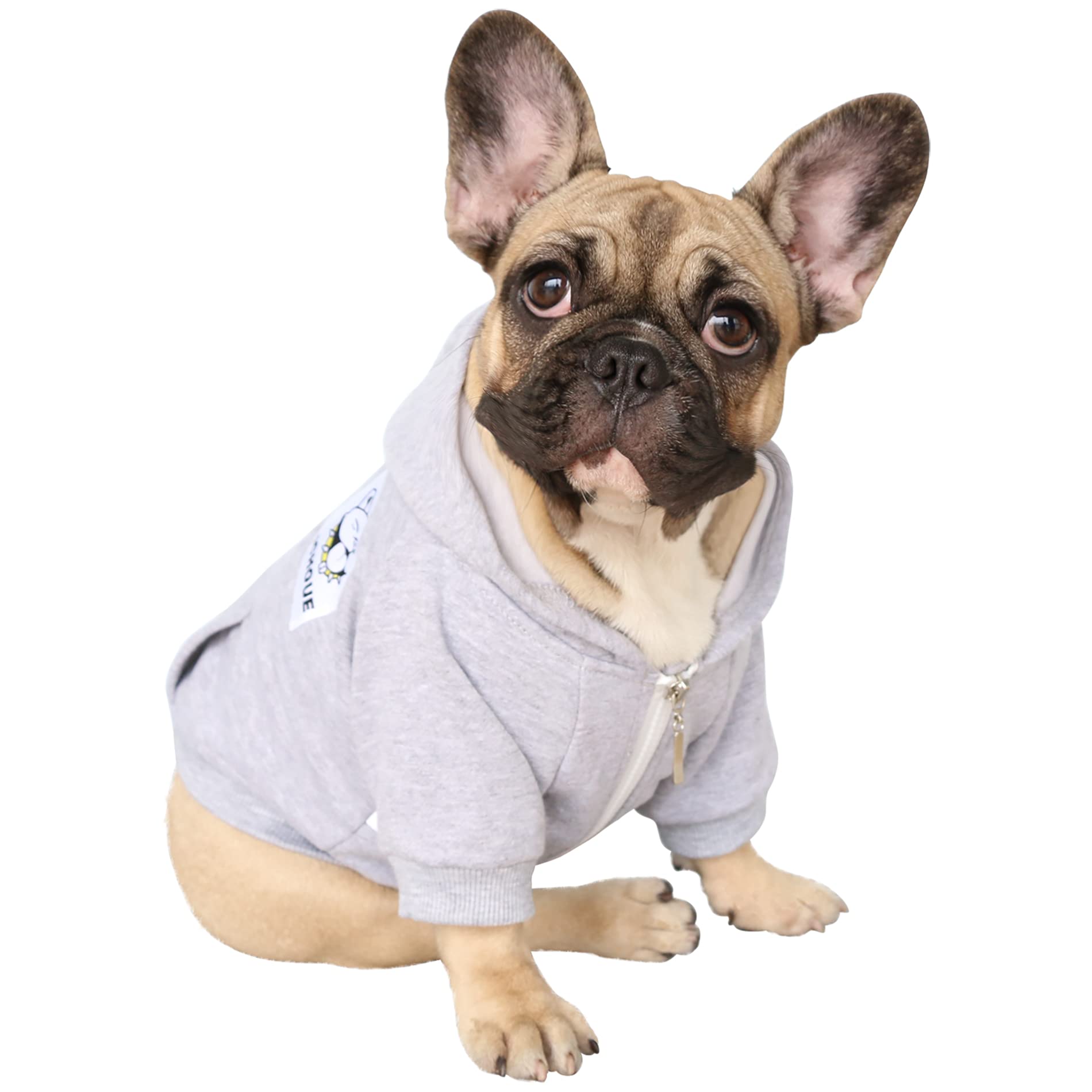 iChoue French Bulldog Frenchie Clothes Hoodies For Dogs Pug English Boston Terrier Bully Pitbull Corgi Sweatshirt Sweater Clothing Puppy - Grey/Small