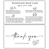 Handmade Soap Care Cards | 50 pack 2 x 3.5 Inch business card size | Handmade Soap Bar Card Instructions | Instructions for Soap Maker Clients Care Guide