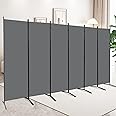 CHOSENM 6 Panel Folding Privacy Screens, 6 FT Tall Wall Divider with Metal Frame, Freestanding Room Divider for Office Bedroom Study (6 Panel, Grey)