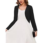 Heymoments Women's Long Sleeve Thin Kintted Shrugs Sweaters Lightweight Cropped Tops Open Front Cardigan for Dress