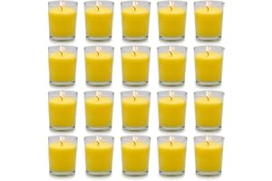 BERYSCEN Small Citronella Candles Outdoor and Indoor Soy Wax Votive Candles for Party Dinner and Camping - 12 Hours Burn Time, Set of 20