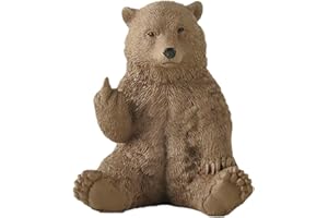 JFSM INC. Holiday Stocking Stuffer, Brown Bear Raising Middle Finger Figurine Funny Hilarious Decor - Bear Lover Gifts, Cabin Themed Decor, Funny Bear Gifts, Man Cave Decor