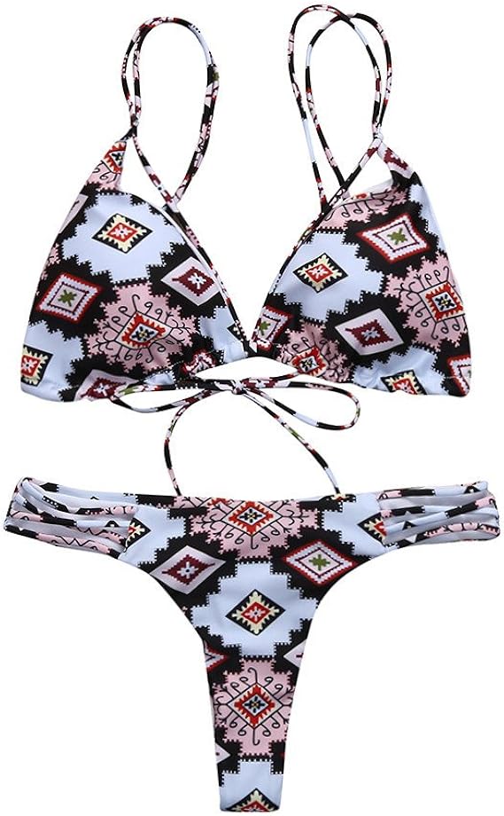 Amazon サンバースト レディース プリントビキニ スリング 分割 水着 幾何モデル シンプル かわいい 夏 ビーチ ファッション カラー S ビキニ セパレーツ 通販