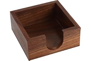 Buqoo Walnut Wooden Sticky Note Holder, Self Stick Note Holder Memo Pad Holder Dispenser Organizer, Post It Note Dispenser Cube Holder for 3 x 3 Sticky Notes for School Office Home Desk Accessories