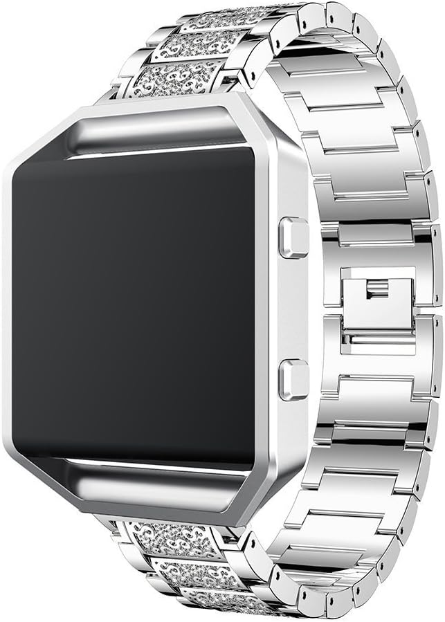 AISPORTS Compatible for Fitbit Blaze Strap with Frame for Women Adjustable Stainless Steel Bling Glitter Jewelry Crystal Diamond Metal Bracelet Wristband Replacement Strap for Fitbit Blaze Smartwatch - Image 3