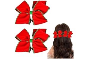 Christmas Bow Hair Clip for Girls Red Green Bowknot Hairpin Hairclips with Jagged Edge 2Packs Grosgrain Ribbon Hair Barrette 