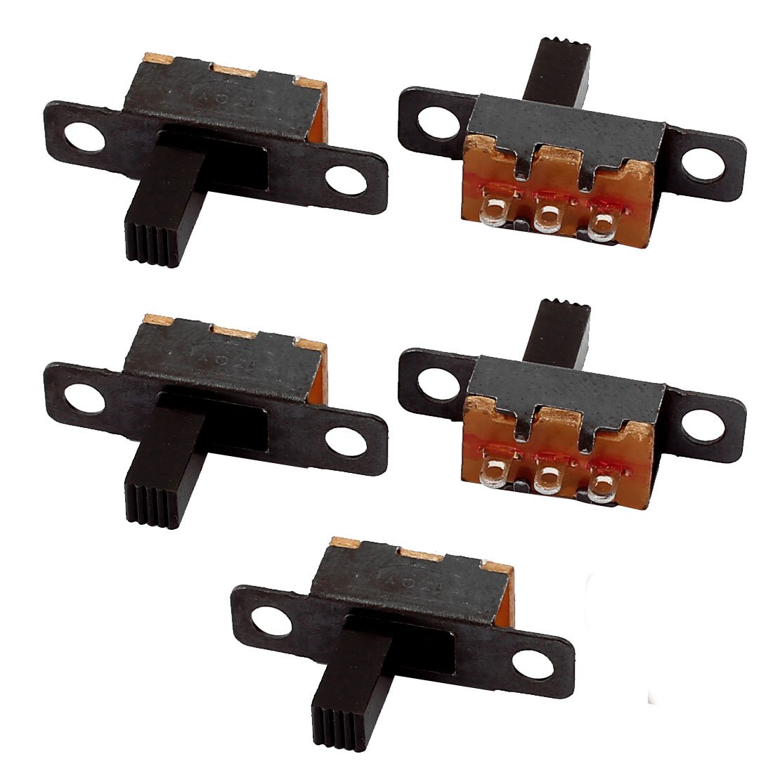 Sourcingmap 5Pcs 2 Position 3P SPDT Panel Mount Micro Slide Switch Latching Toggle Switch
