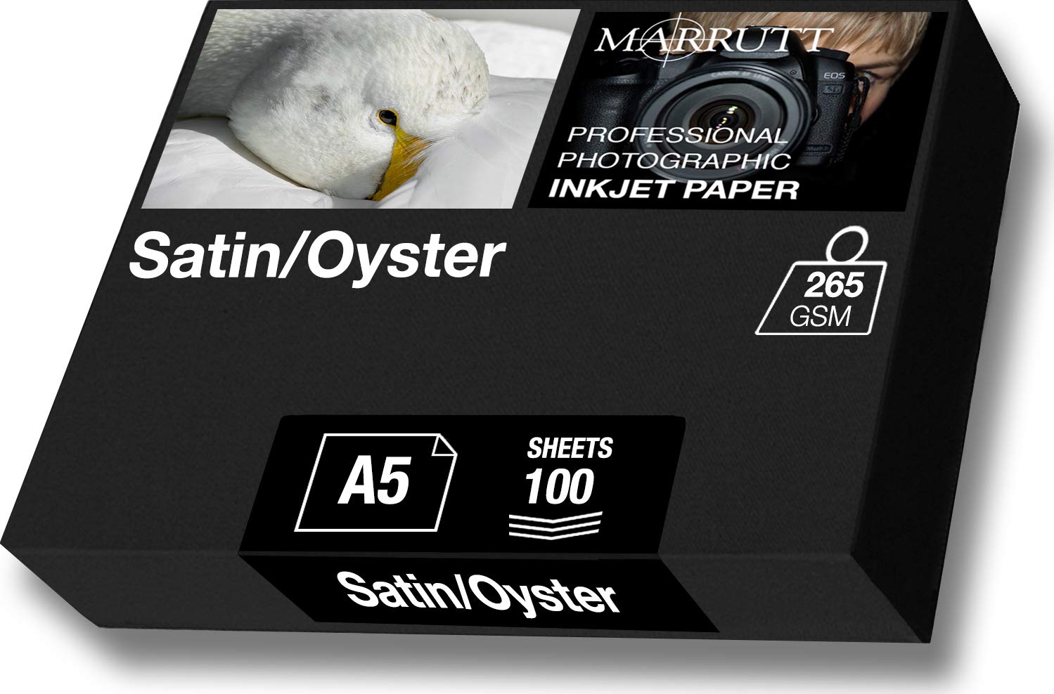 Marrutt 265gsm Pro Photo Satin/Oyster Inkjet Paper (A5-100 Sheets)