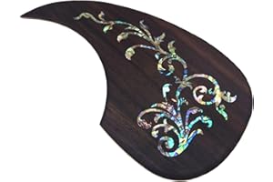 ALLJITA Acoustic Guitar Pickguard Solid Wood Pick Guard Anti-scrape Plate Inlaid Abalone Flower Self-adhesive for Martin D-45 Acoustic Guitar (5)