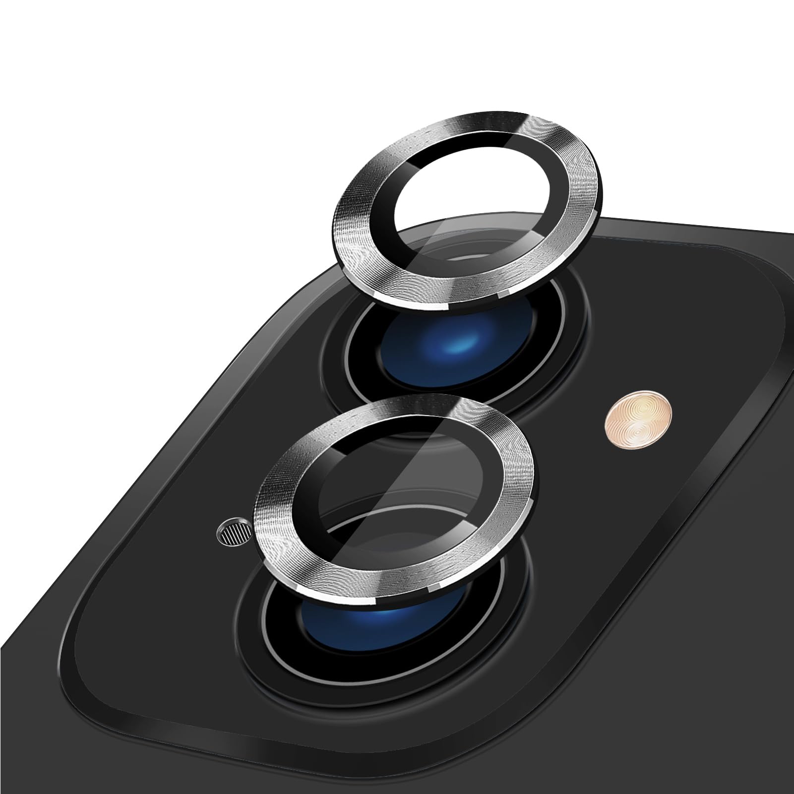 LucBuy Camera Lens Protector for iPhone 13/13 Mini, Premium HD Tempered Glass Aluminum Alloy Individual Ring Circle Lens Screen Cover Film,Anti-Scratch Lens Protector Sticker (Midnight)