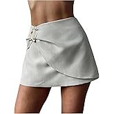MakeMeChic Women's Elegant Fall Mini Skirt Wrap A Line Metal Buckle Short Skorts