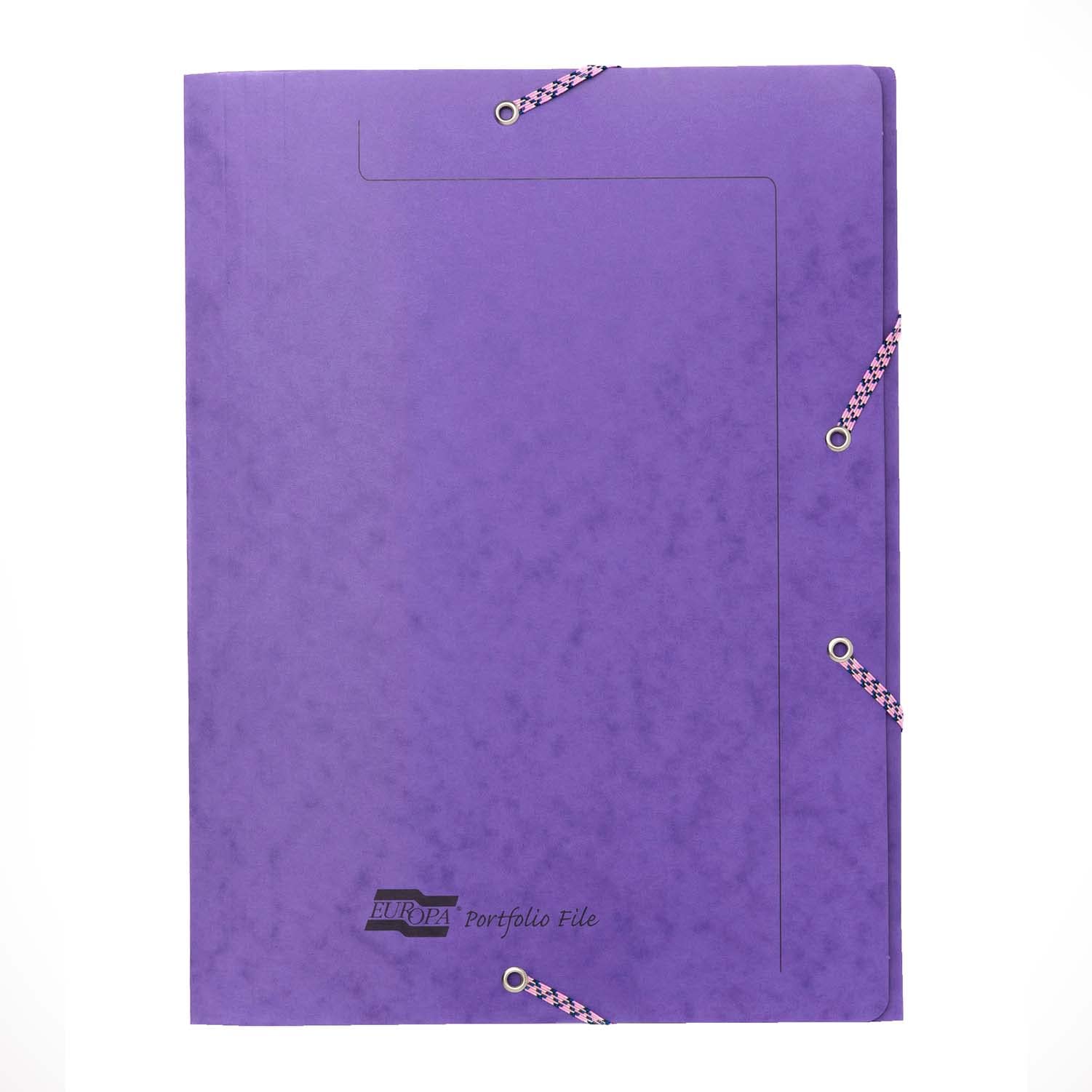 Exacompta - Ref 4754Z - Europa - Elasticated Portfolio File, 320 x 250mm, Suitable for A4 Documents, Holds Up to 200 Sheets, Elasticated Straps - Lilac, Pack of 10