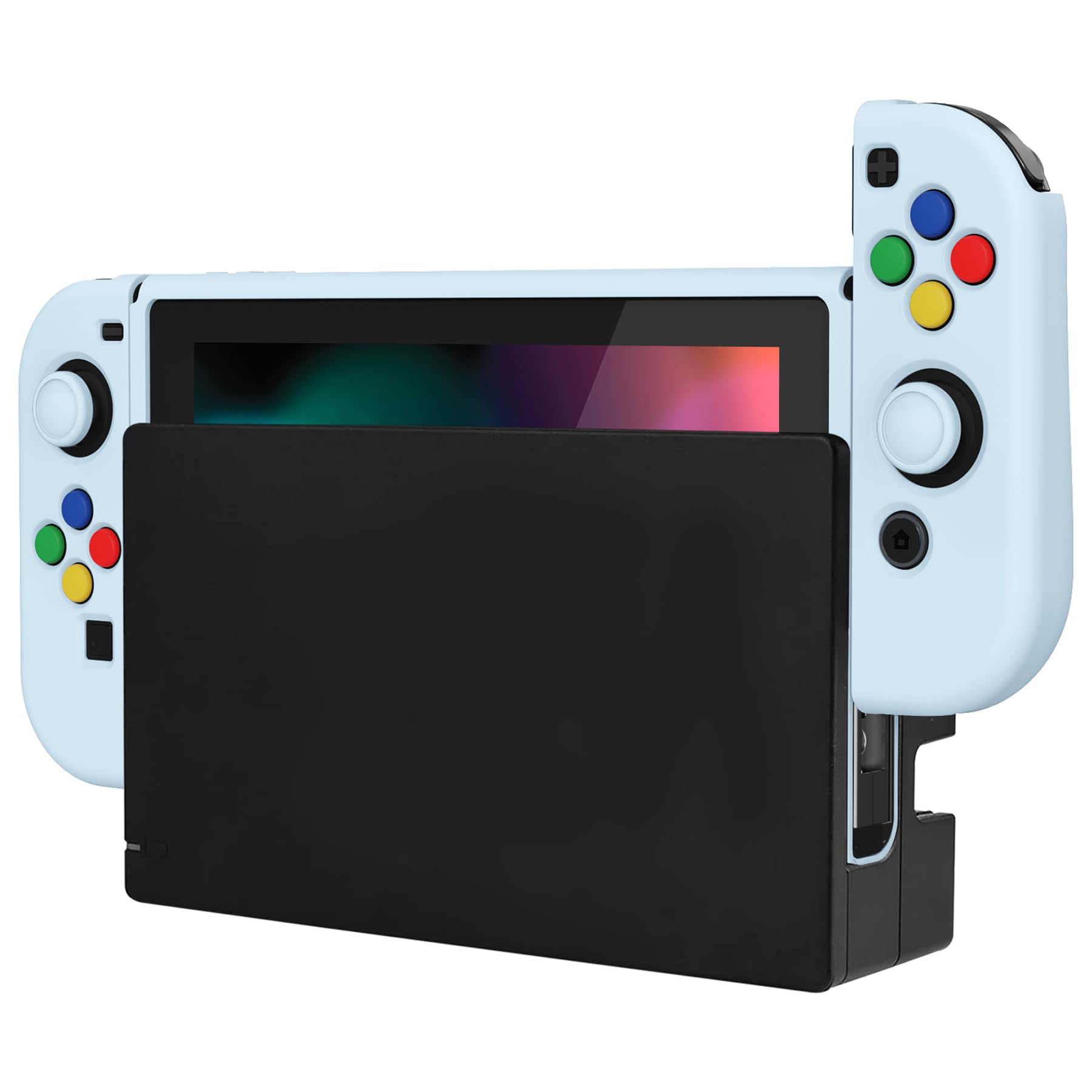playvital ZealProtect Soft Protective Case for Nintendo Switch, Flexible Joycon Cover Slim Cover for Nintendo Switch with Screen Protector & Thumb Grips & Direction Button Caps - Sky Blue