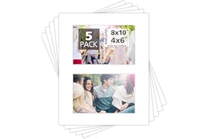 Mat Board Center, Pack of 5, Photo Picture Mats - Acid Free, 4-ply Thickness, White Core - for Pictures, Photos, Framing (8x1