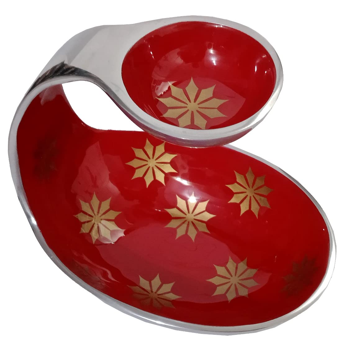 Purpledip Unique Serving Platter with Chutney Stand, Unique Table décor (10588)