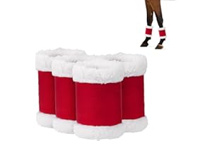 AUECOOME Christmas Horse Leg Wraps Standing Wraps for Horses red Horse Leg Protectors Horse Leg Wraps Faux Fur Polyester Standing Wraps 、Pack of 4 (red)