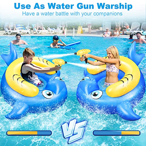 Kids Pool Float with Squirt Inflatable Rideon for Kids Shark Chair