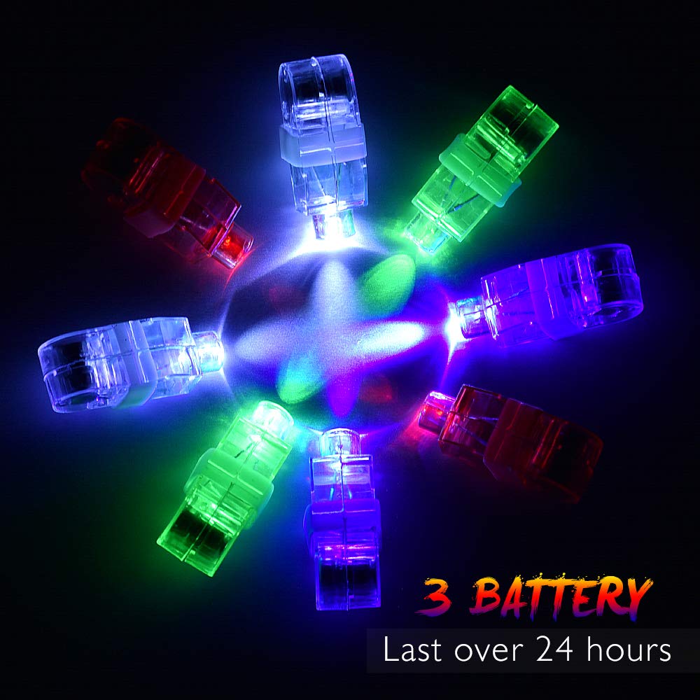 LED Party Favors,BASEIN 50PCS LED Light Up Toys Glow in the Dark Party Supplies for Kids Adults Teens with 40 LED Finger Lights,6 Bracelets and 4 Flashing Slotted Shades Glasses