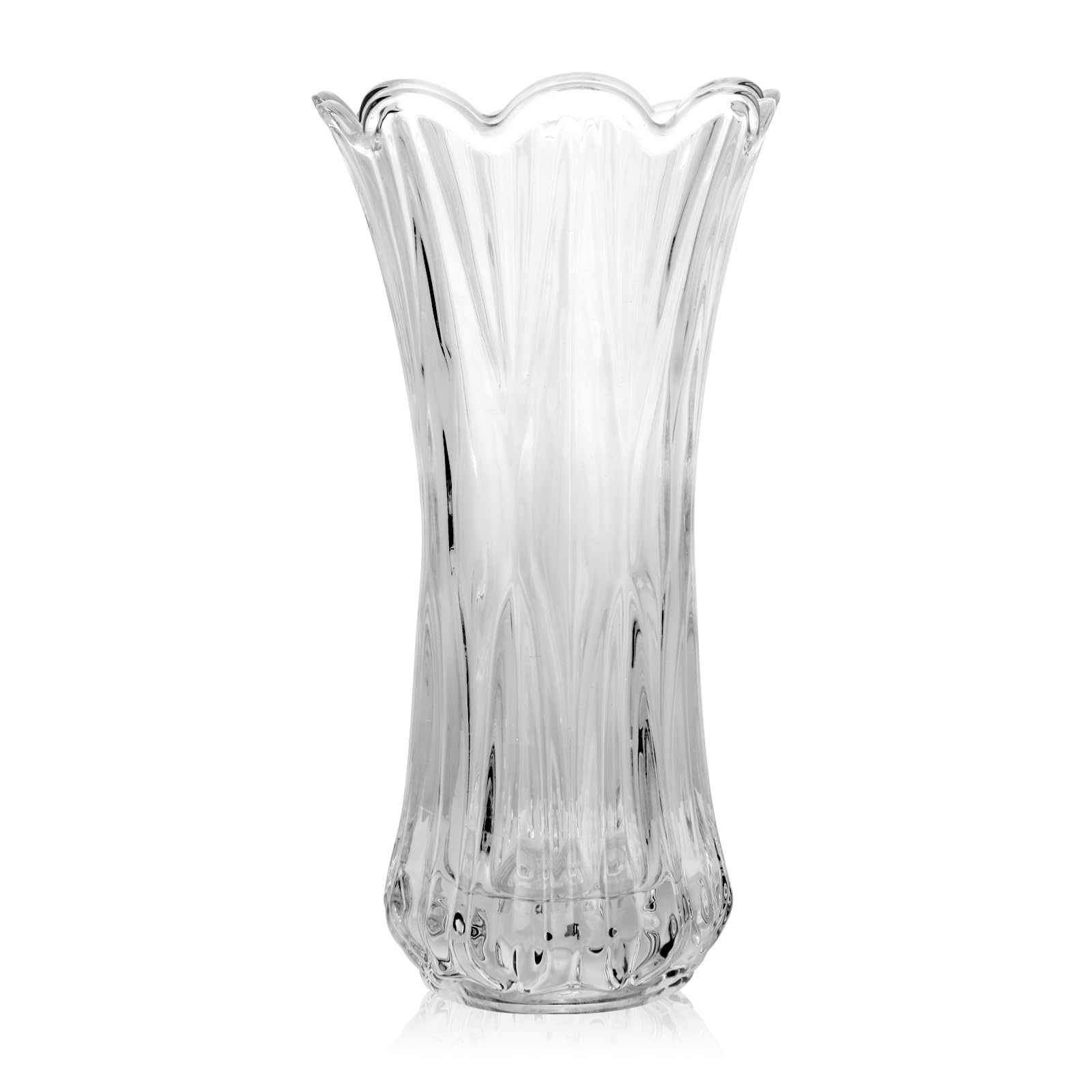 SENENQU Glass Vase, 30cm / 12 Inch Tall Clear Glass Vase, Large Crystal Flower Vase for Living Room Home Decoration