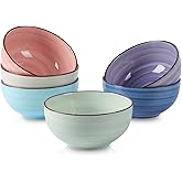 Selamica Ceramic 24 Oz Cereal Bowls Set, Deep Soup Bowls, 5.9 Inch Porcelain Kitchen Bowls for Pasta Salad Dessert Oatmeal Ramen, Microwave Dishwasher Safe, Set of 6, Gradient Color