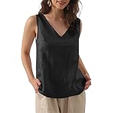 Amazhiyu Natural Linen Sleeveless V Neck Tank Tops Basic Summer Blouse