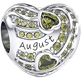 Lakese Birthstone Charms 925 Sterling Silver Charms for Women Bracelet Necklace Pendants with 5A Cubic Zirconia,Christmas Anniversary,Jewelry Gift for Women Friends Family