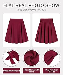 RITERA Plus Size Skirt for Women High Waist Wine