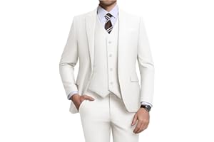 ZKHOECR Men's 3 Piece Slim Fit Suit Set, Two Button Blazer Solid Jacket Vest Pants Wedding Business Suit