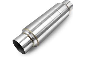 JIAREAR Stainless Steel 2.5 Inch Resonator Exhaust, Performance 2.5" Muffler Exhaust (Polished)