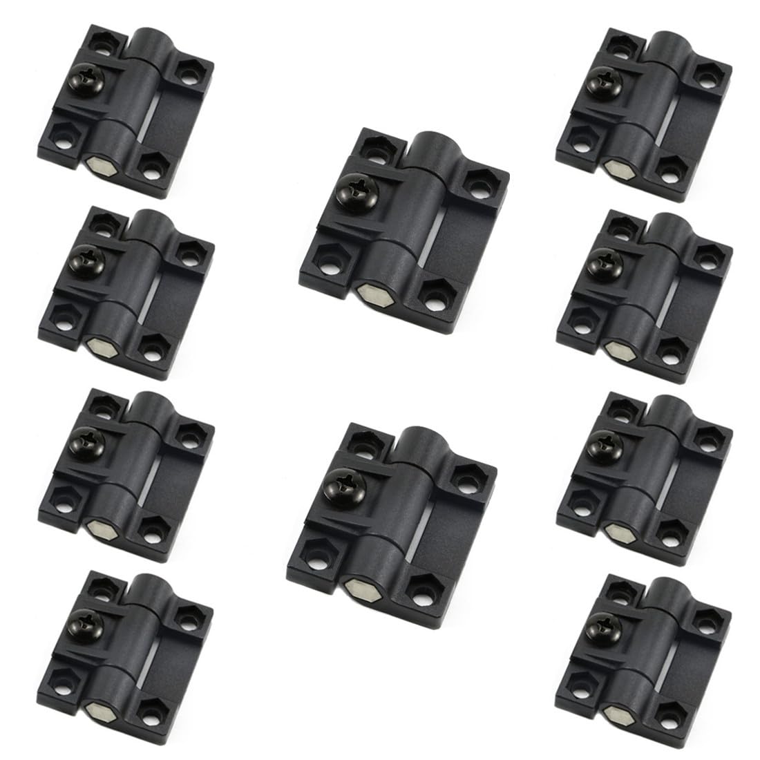 Photo 1 of 10PCS Adjustable Torque Hinge 43mmx36mm Black Plastic 4 Countersunk Holes Adjustable Position Control Hinges Door Hinges