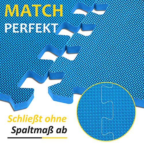 Floor Protection Mat Fitness Set [31 x 31 cm] - 24 Puzzle Mats - EVA Sports Mat Fitness Mat Non-Slip Floor Mat for Gym & Fitness Equipment Fall Protection Mats Outdoor & Pool Underlay Mat, Blue
