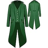 Renaissance Steampunk Tailcoat Halloween Costumes for Boys, Medieval Pirate Vampire Victorian Jacket Frock Coat Kids